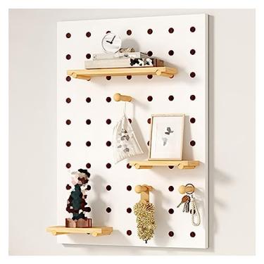 Imagem de Pegboard multifuncional de madeira maciça, organizador de armazenamento de ferramentas de parede de 1,6 cm de espessura, placa de exibição branca de 60 x 80 cm para casa, escritório, garagem e
