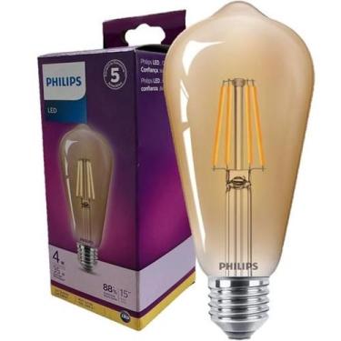 Imagem de Kit 8 Lampada Retro Filamento Philips ST64 4w Luz Quente 2500K