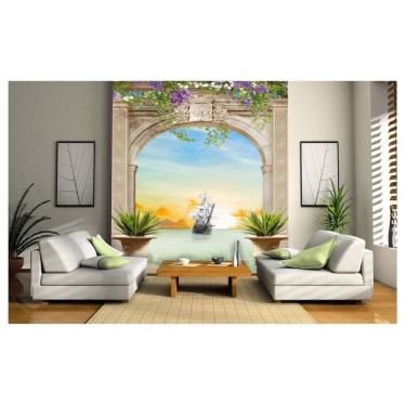 Imagem de Papel De Parede Paisagem Mar Navio Por Do Sol  Dav10