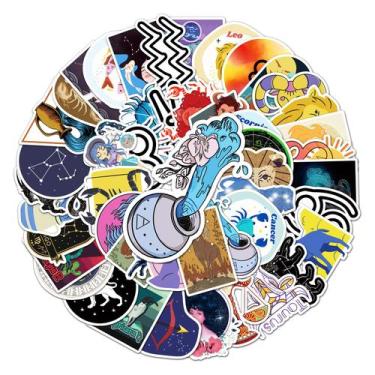 Imagem de Adesivos Doze Signos do Zodíaco, anime, vinil impermeável, 50 unidades