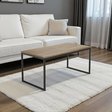 Imagem de Mesa de Centro Industrial Elegance Retangular Tampo Mdf Estrutura Mdf 60cm Amadeirado d...