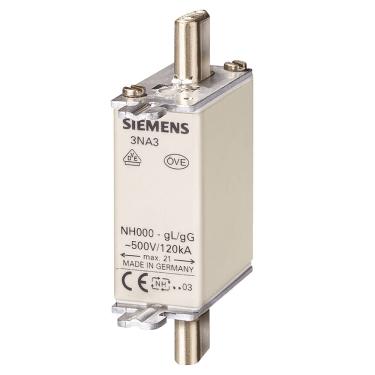 Imagem de Fusivel NH000 Siemens 3NA3 500VCA 250VCC GG 63A Bivolt Protecao Eletrica Codigo 3NA3822