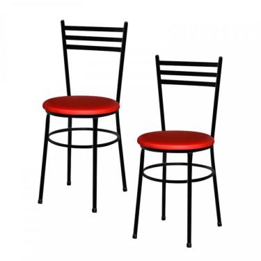 Imagem de 2 Cadeiras Epoxi Preta Para Cozinha Cor: Vermelho