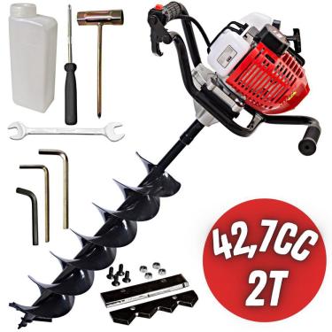 Imagem de Perfurador de Solo Profissional Kawashima ED243BD á Gasolina 43cc 2 Tempos Com Broca 150x800mm Ideal Para Uso na Construção Civil