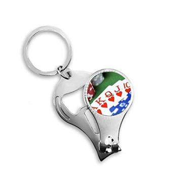 Imagem de Flush Hearts Gambling Poker Photo Nail Nipper Ring Chaveiro Abridor de Garrafas Cortador