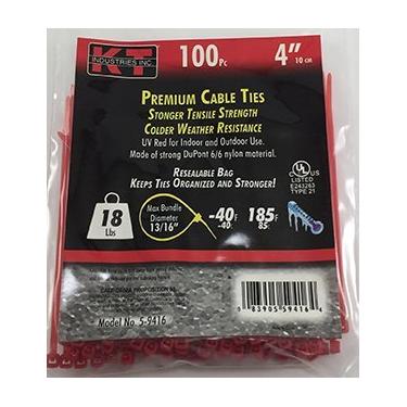 Imagem de K-T Industries Braçadeiras de cabo 2745285 5-9416 de 10 cm, ultra leve, vermelho, pacote com 100