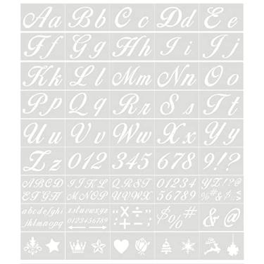 Imagem de LUGU 45 PCS Estêncis Modelo de let s e números Reutilizáveis e laváveis estênceis de alfabeto Modelos de artesanato de arte PET ecologicamente corretos pa pintu em madei pa sc pbooking Tecido de
