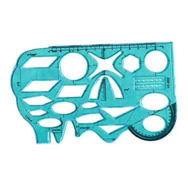 Imagem de Suprimentos de modelo de desenho de régua geométrica multifunciol para ensino de matemática de escritório, Azul