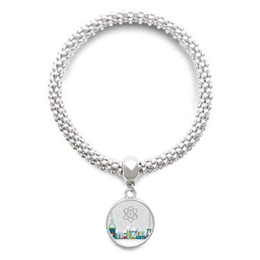 Imagem de DIYthinker Pulseira de prata com pingente de reação química, ferramenta de embarcação, bracelete ajustável