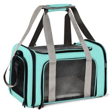 Imagem de Bolsa Transporte Pet Ventilação em 4 lados 42 * 26 * 27 cm Não Se Deforma Facilmente Bolsa Transporte Pet Avião com Zíper liso Portátil + Bolsa de Mão Python Fly Verde