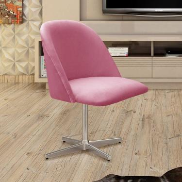 Imagem de Poltrona Decorativa Gaia Giratória Metal para Sala, Quarto, Recepção Rosa