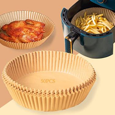 Imagem de Namzi 50 peças de forro de papel descartável Air Fryer, forros de fritadeira de ar descartáveis antiaderentes, papel de cozimento para fritadeira a ar, à prova de óleo, à prova d'água, pergaminho para