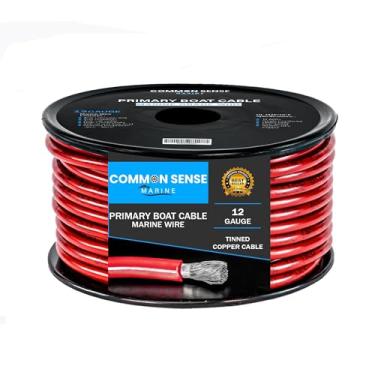 Imagem de 12 AWG UL 1426 (The Real Thing), cabo de cobre estanhado, cabo de barco primário - 1,8 m - vermelho - feito nos EUA