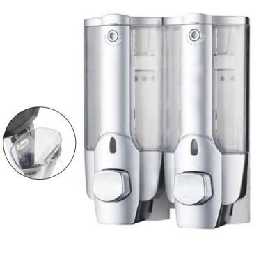 Imagem de Dispenser Duplo Sabonete Shampoo Detergente Alcool Gel Cozinha Banheir