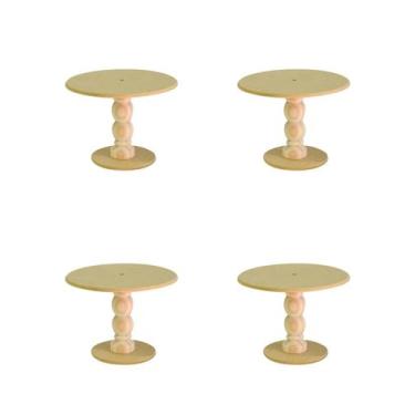 Imagem de Kit com 4 boleiras torneadas para festa  Pequena - Dema Madeiras