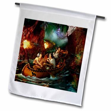 Imagem de 3dRose fl_11658_1 Bandeira de jardim nativa americana de Long Ago on a Journey Down The River by Canoe Garden Flag, 30 x 45 cm