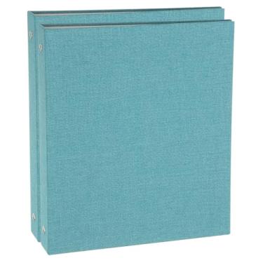 Imagem de PATIKIL Fichário A5 tamanho 3 anéis, 2 peças, anel redondo de 2,5 cm, fichário de capa dura de linho durável, adequado para papel, receita, foto, escritório, azul celeste