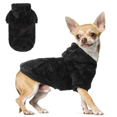 Imagem de SCENEREAL Suéter Fuzzy XS para cães pequenos, moletom quente de lã com bolso, roupas chihuahua extra pequenas para inverno/outono, roupa fofa masculina/feminina