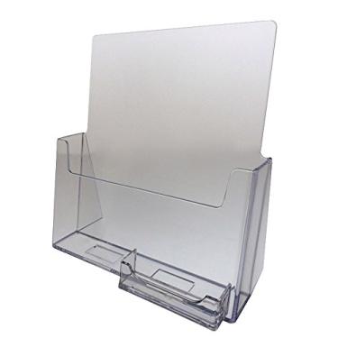 Imagem de Dazzling Displays Porta-Folhetos de Acrílico Transparente 8,5 X 11 com Porta-Cartões de Visita Acoplado - Elegante Porta-Folhetos de Bancada para Exibição Profissional