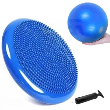 Imagem de Kit Disco de Equilíbrio 33cm + Bola Pilates 25cm + Bomba de Ar Yoga Fisioterapia Ginástica Fitness Treino em Casa