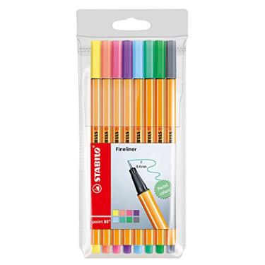 Imagem de Caneta Ponta Fina – STABILO point 88 – Estojo com 8 unidades – Em 8 cores pastéis.