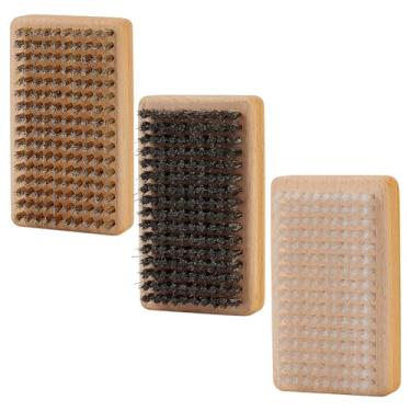 Imagem de FINGERINSPIRE Kit de 3 pincéis de depilação para esqui e snowboard, 3 estilos, latão, crina de cavalo, nylon, esquis, escova de limpeza retangular, base de madeira, conjunto de ferramentas de