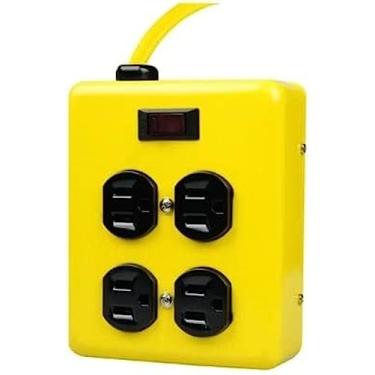 Imagem de Yellow Jacket 2177N Power Block de metal com 4 tomadas e interruptor iluminado, cabo de 1,2 m