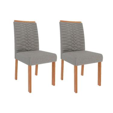 Imagem de Kit 2 Cadeiras De Cozinha Clarice Wood Nature-madeirado-linho Grafite - Cimol