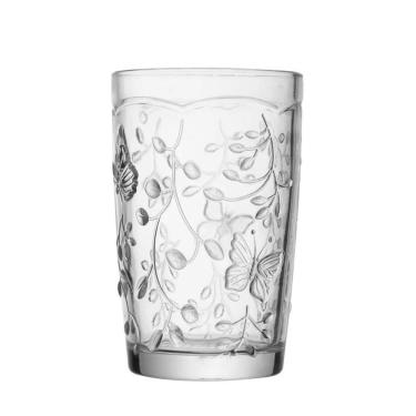 Imagem de Jogo 10 Copo De Vidro New Butterfly Borboleta Flores Cristal Ecológico 330ml Lyor