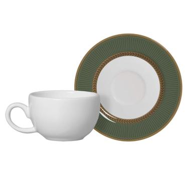Imagem de Xícara De Café Branca Com Pires Celebrate Verde Cerâmica Alleanza
