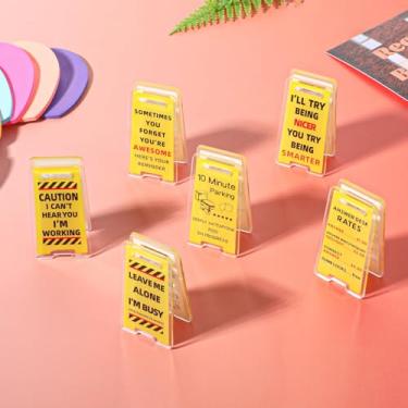 Imagem de Decoração de escritório engraçada, pacote com 6 clipes para anotações, aviso superestimulado, sinalização de mesa, decoração divertida, frases engraçadas, citações divertidas, decoração de escritório