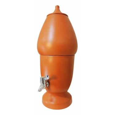 Imagem de Bebedouro De Água Filtro Barro Purificador Filtrador Gota Artesanatos Mineiros, com Torneira, 6 Litros, 20 x 50 cm
