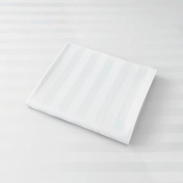 Imagem de Apenas lençóis de algodão, lençol de cima 100% algodão 600 fios, 100% algodão, lençol de cima Queen apenas 1 peça, fresco, respirável, enrugado (1 peça Queen branco listrado)