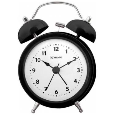 Imagem de Relogio Despertador Retrô Herweg Analógico Preto