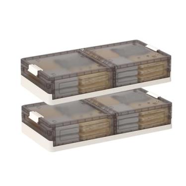 Imagem de GAOMON Pacote com 2 caixas de armazenamento sob a cama com tampas e travas, caixas organizadoras empilháveis de plástico transparente para roupas, sapatos, toalhas e bolsas, recipientes de