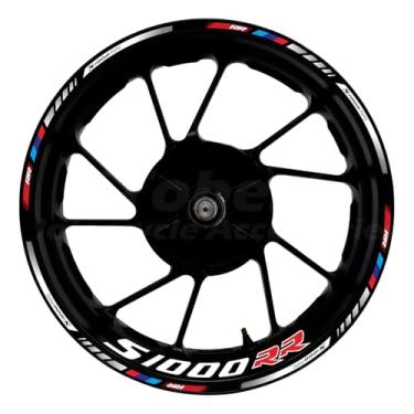 Imagem de Awonderful Fita adesiva adesiva para aro de roda de 43 cm - Compatível com BMW S1000R S1000RR 2009-2024 (preto, branco, vermelho e azul, branco e vermelho são as cores principais)