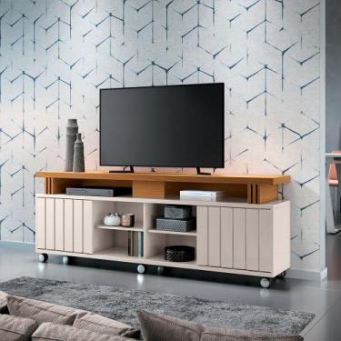 Imagem de Bancada Decorativa Grohl 1.8 Porta Deslizante TV até 70 Pol Off White/