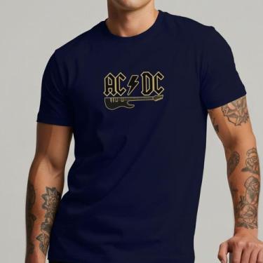 Imagem de Camiseta Masculina AC DC Banda Rock Clássico Estampa Guitarra Algodão 