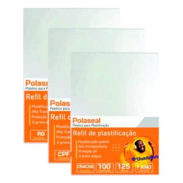 Imagem de Kit 300 Polaseal Plástico para Plastificação Crachá CPF RG 0,05mm - Ca