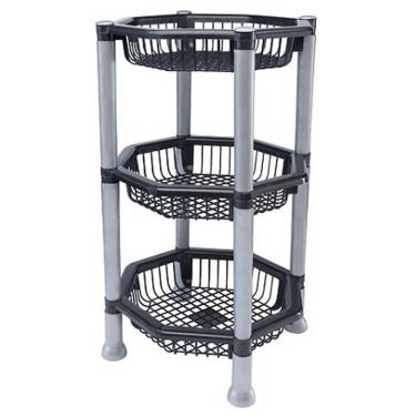 Imagem de Fruteira Oitavada Prateleira Modular 3 Andares Cesto Preto