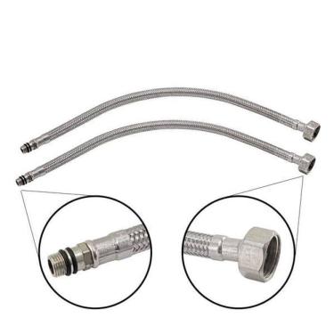 Imagem de Engate Rabicho Par 80cm Monocomando Mangueira Grande Misturador Flexível Comprido Torneira Água Quente Fria Par Banheiro Cozinha