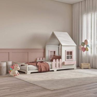 Imagem de Cama Infantil Montessoriana Solteiro Mariana Limonada Rosa/Branco