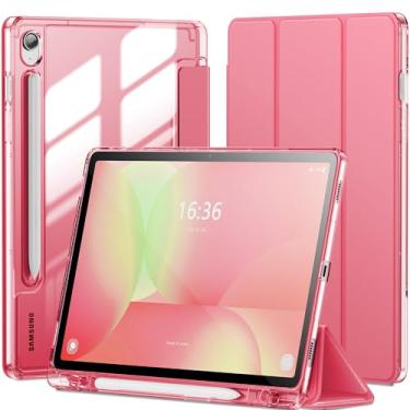 Imagem de INFILAND Capa para Samsung Galaxy Tab S10 FE/ S9 FE 5G 10,9 polegadas/Tab S9 11 polegadas com suporte para caneta S, capa protetora fina e transparente suporta despertar/hibernar automático (vermelho