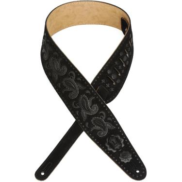 Imagem de Levy's Leathers PMS44T03-BLK Alça de guitarra de camurça escovada à mão com estampa caxemira, preta