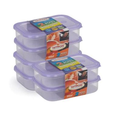 Imagem de Kit 6 Potes Retangular Raso Tamanho P 500ml Frios Multiuso - Nitron