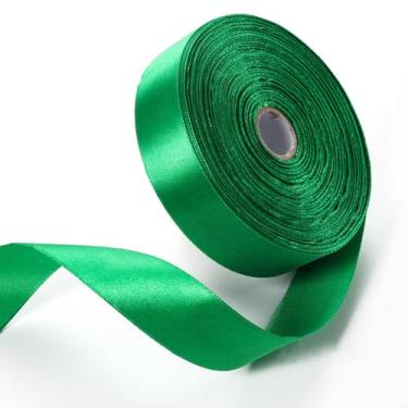 Imagem de 2,5 cm x 50 metros fita de cetim verde esmeralda fitas sólidas para embrulho de presente, artesanato, fabricação de laços, arranjos florais, casamento, decoração de eventos