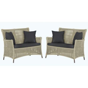 Imagem de 2 Sofás área Externa Igapó Alumínio Marrom Corda Náutica E11 Rami