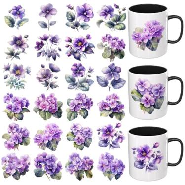 Imagem de Dorsbaby 24 peças Violeta UV DTF Papel de Transferência UV DTF Adequado para Canecas, Óculos, Notebooks, Computadores, Mesas e Cadeiras, etc. Para Criatividade DIY, Alta Viscosidade UV DTF Cup Wrap