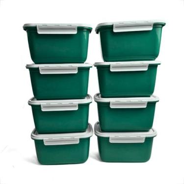 Imagem de Kit Pote Plástico De Marmita Fitness Com Trava P/ Microondas Geladeira