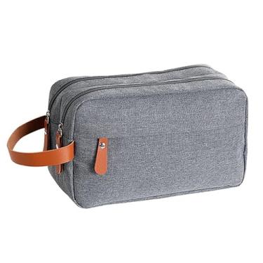 Imagem de Bolsa de Higiene Pessoal para Homens, Bolsa de Barbear Resistente à Água Pequena Bolsa de Higiene Pessoal para Viagens, Cinza chumbo, Bolsa de higiene pessoal